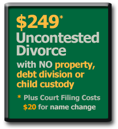 $249* Auburn Uncontested Divorce without property, debts or child custody and support agreement.