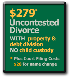 $279* Auburn Alabama Uncontested Divorce with property and debt division but no child custody and support agreement.