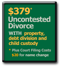 $379* Auburn Alabama Uncontested Divorce with property and debt division plus child custody and support agreement