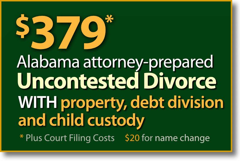 $379* Auburn Alabama Uncontested fast & easy Divorce with property and debt division plus child custody and support agreement